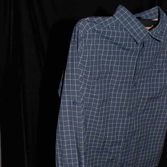 Roll Tab Sleeve The North Face Mens Large Blue White Plaid shirt Button Down - Picture 3 of 6